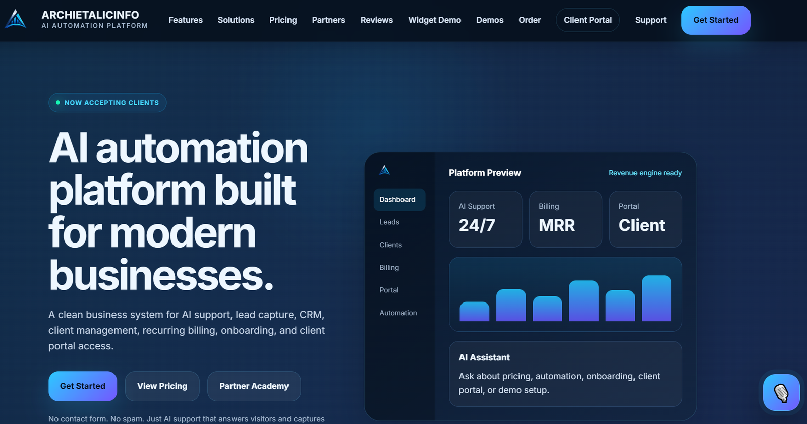ArchietalicInfo AI automation website screenshot