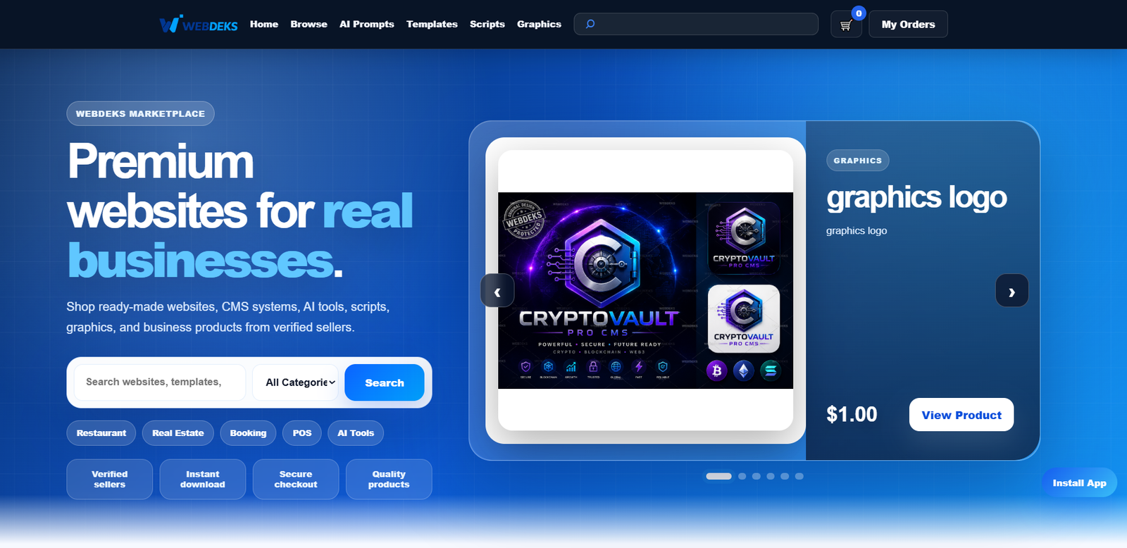 Webdeks marketplace screenshot